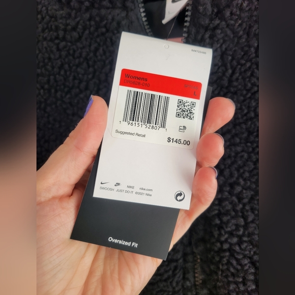 NWT Nike Sherpa Swoosh Embroidered Logo  Jacket Full Zip Black - Picture 10 of 12